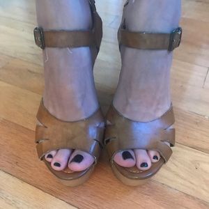 Xhiliration Wooden Style Clog Sandal Heels